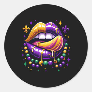 Mardi Gras Outfit Costume Men Women Mardi Gras Lip Classic Round Sticker