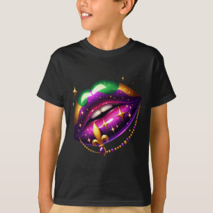 Mardi Gras Outfit Costume Men Women Mardi Gras Lip T-Shirt