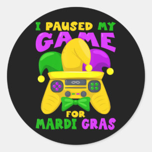 Mardi Gras Outfit For Men Kids  Mardi Gras Gamer V Classic Round Sticker