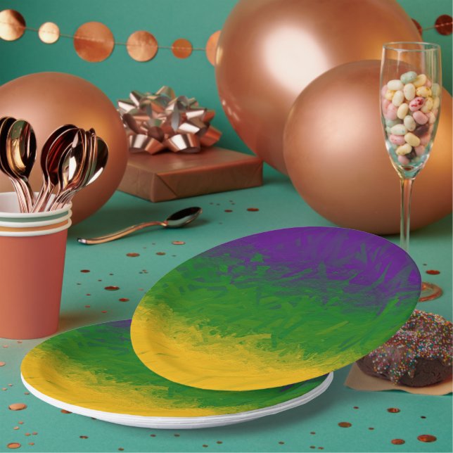 Mardi Gras Paint Paper Plate (Multi)