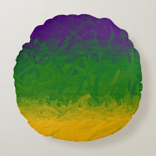 Mardi Gras Paint Round Pillow (Front)