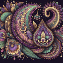 Mardi Gras paisley Fleur-de-lis