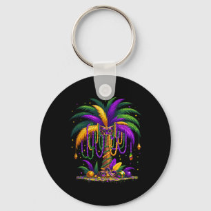 Mardi Gras Palm Tree Hawaiian Tropical Party Men W Keychain