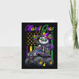 Mardi Gras Panda Sungles On Monster Truck Beads Ma Card