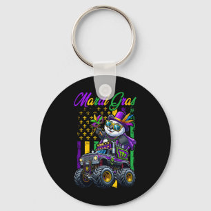 Mardi Gras Panda Sungles On Monster Truck Beads Ma Keychain