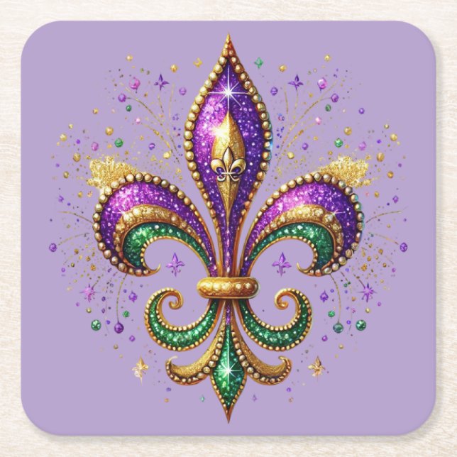 Mardi Gras Paper Coaster (Front)