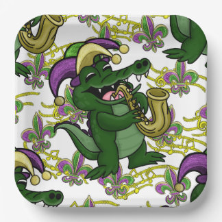 Mardi Gras Paper Plate-NOLA Gator Plate