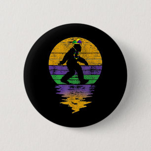 Mardi Gras Parade Fleur De Lis Cool Bigfoot Sasqua 2 Inch Round Button