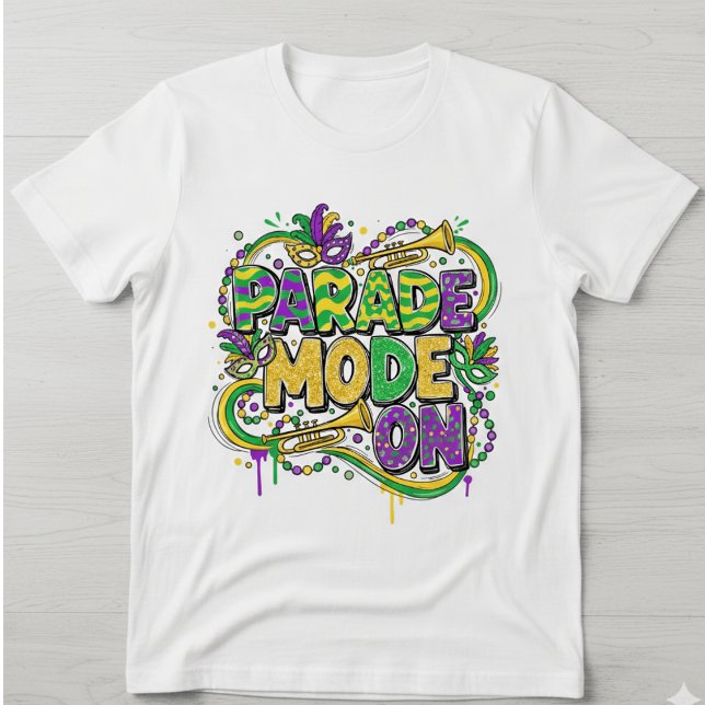 Mardi Gras Parade Mode On T-Shirt - Retro Gold Gli (Creator Uploaded)
