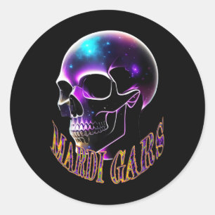 Mardi Gras Parade Skull For Women And Men Celebrat Classic Round Sticker