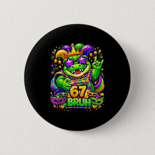 Mardi gras party alligator mardigator 67 bruh game 2 inch round button