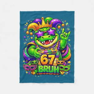 Mardi gras party alligator mardigator 67 bruh game fleece blanket