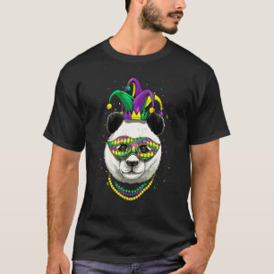 Mardi Gras Party Carnival Jester Giant Panda Bear T-Shirt