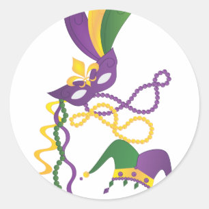 Mardi Gras Party Classic Round Sticker