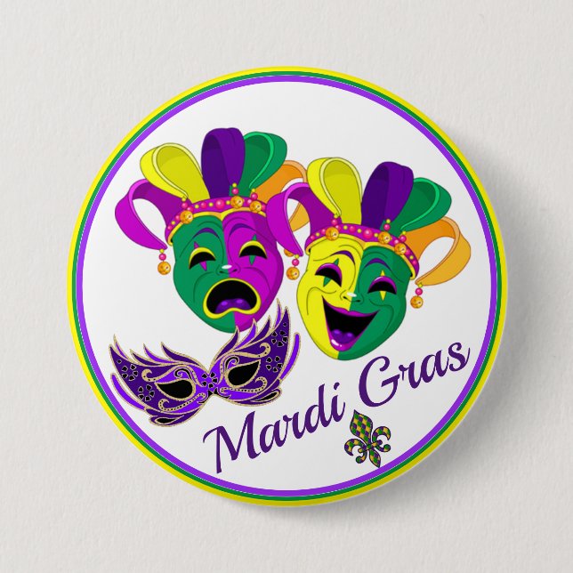 Mardi Gras Party Colourful Big Button Beads Mask (Front)