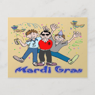 Mardi Gras Party Guys Postcard