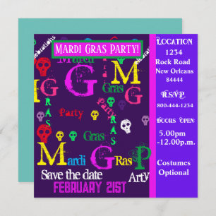 MARDI GRAS  Party   Invitation