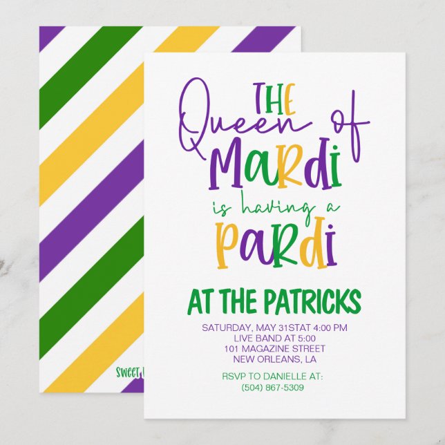 Mardi Gras Party Invitation (Front/Back)