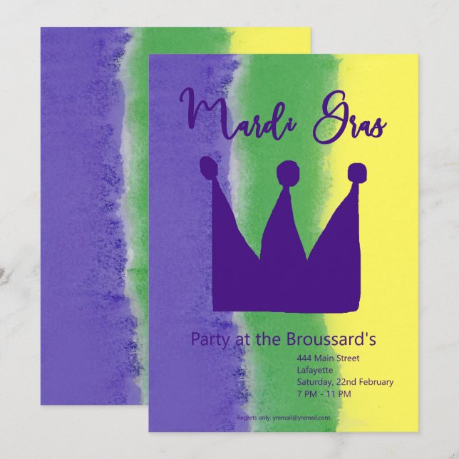 Mardi Gras Party Invitation (Front/Back)