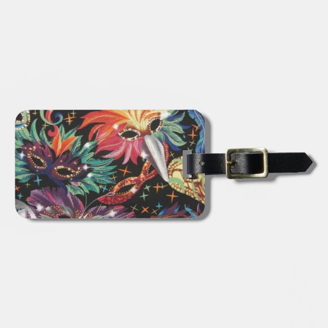 Mardi Gras Party Luggage Tag (Front Horizontal)
