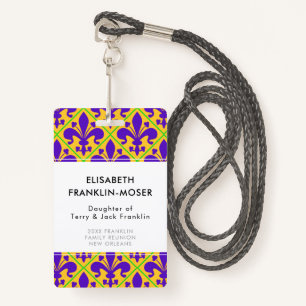 Mardi Gras Party New Orleans Fleur de Lis Badge