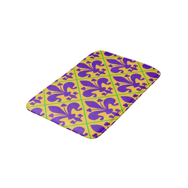 Mardi Gras Party New Orleans Fleur de Lis Bath Mat (Angled)