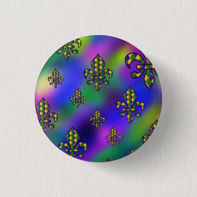 Mardi Gras Pattern 1 Inch Round Button (Front)