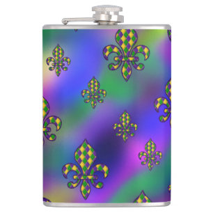 Mardi Gras Pattern Hip Flask