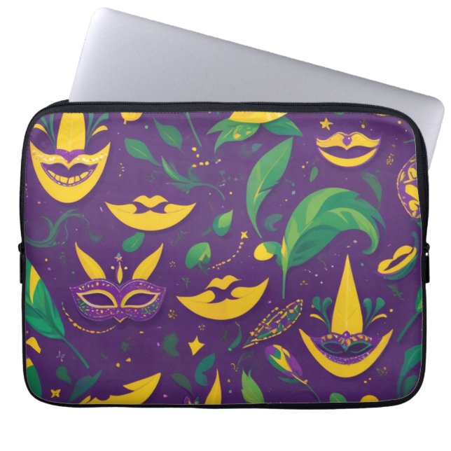 Mardi Gras Pattern Masquerade Laptop Sleeve (Front)