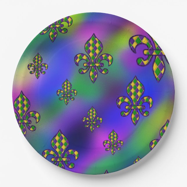 Mardi Gras Pattern Paper Plate (Front)