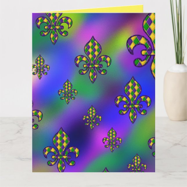 Mardi Gras Pattern Thank You Card (Front)