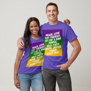 Mardi Gras Peace, Love and Fat Tuesday T-Shirt