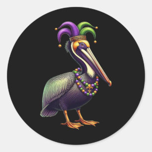 Mardi Gras Pelican Louisiana Parade Animal Lover M Classic Round Sticker