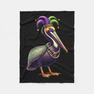 Mardi Gras Pelican Louisiana Parade Animal Lover M Fleece Blanket
