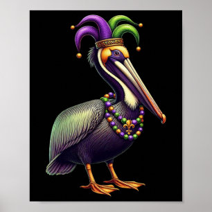 Mardi Gras Pelican Louisiana Parade Animal Lover M Poster