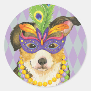 Mardi Gras Pembroke Welsh Corgi Classic Round Sticker
