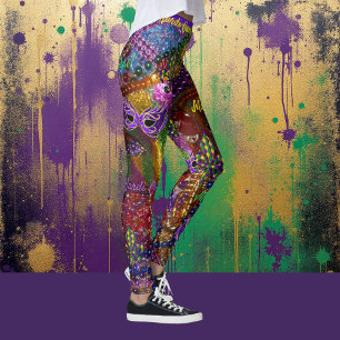 Mardi Gras Perles Masques Leggings Pantalons confo