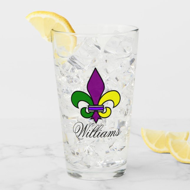 Mardi Gras Personalized Glass (Front Ice)