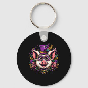Mardi Gras Pig Keychain