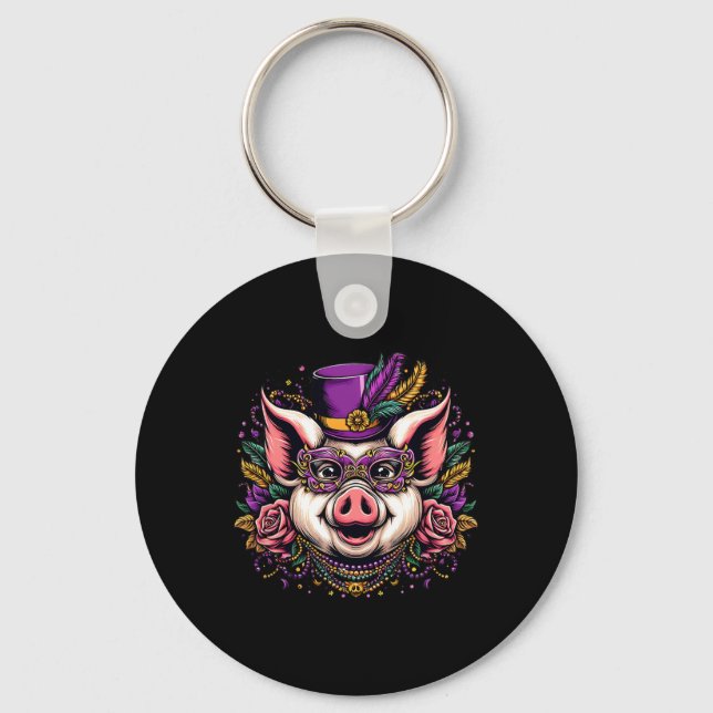 Mardi Gras Pig  Keychain (Front)