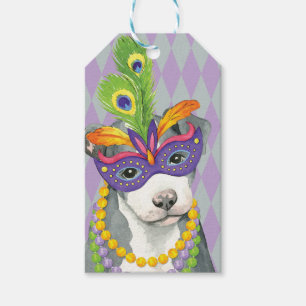 Mardi Gras Pit Bull Gift Tags