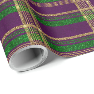 Mardi Gras Plaid Wrapping Paper