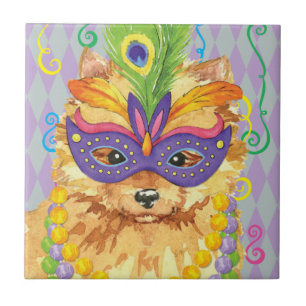Mardi Gras Pomeranian Tile