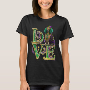 Mardi Gras Poodle Word LOVE Masquerade T-Shirt