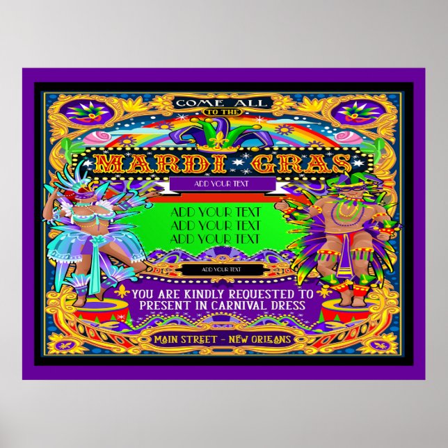Mardi Gras Poster to be Customized (Front)