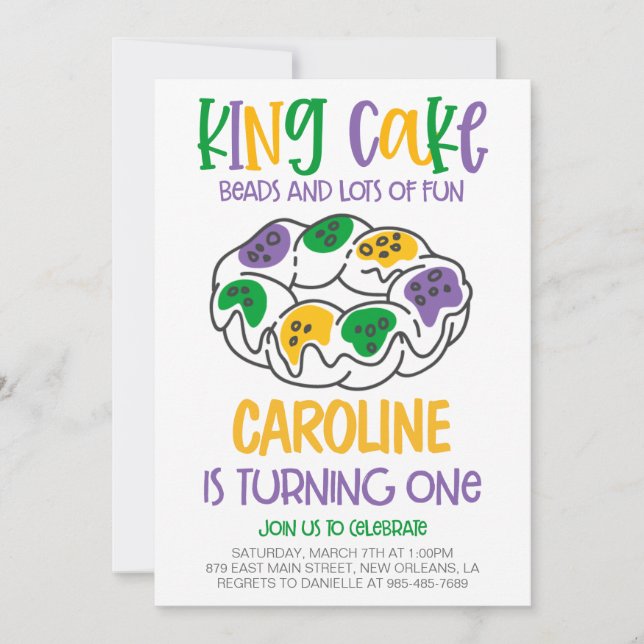 Mardi Gras Première Invitation d'anniversaire (Devant)