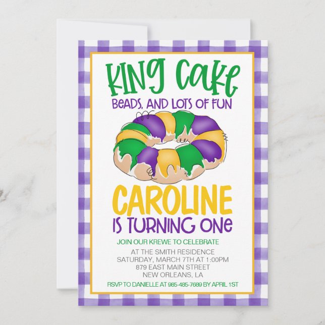 Mardi Gras Première Invitation d'anniversaire (Devant)