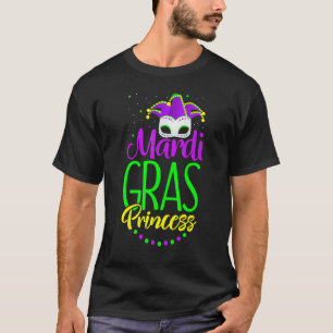 Mardi Gras Princess Masquerade Mask & Beads T-Shirt