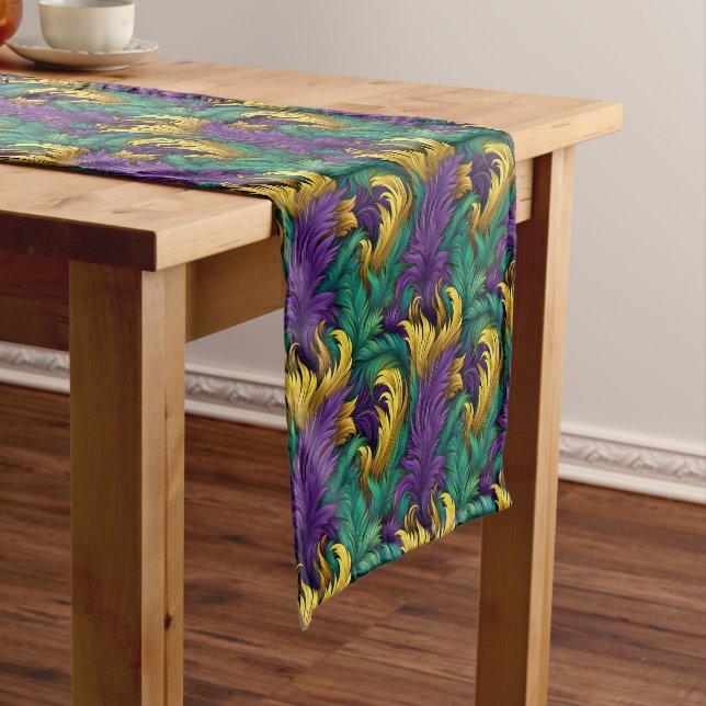 Mardi Gras Print Short Table Runner (In Situ)