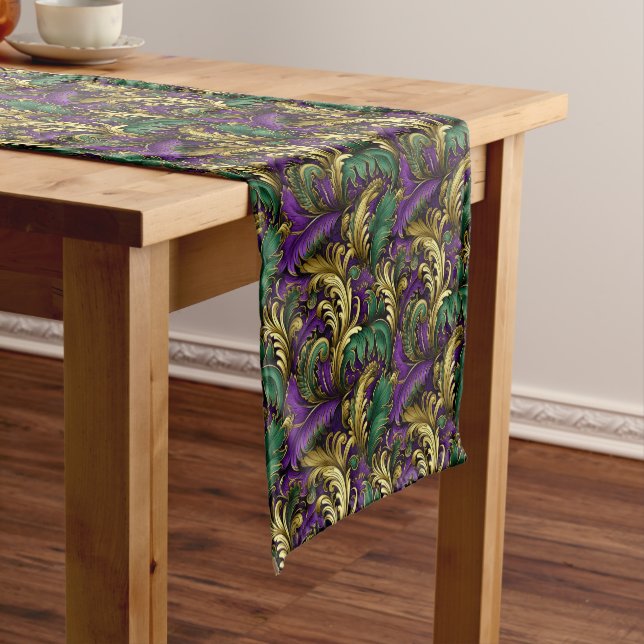 Mardi Gras Print Short Table Runner (In Situ)